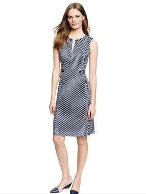 Tory Burch Black-and-blue Geometric-Print Tara Dress 100% Silk Size Xs